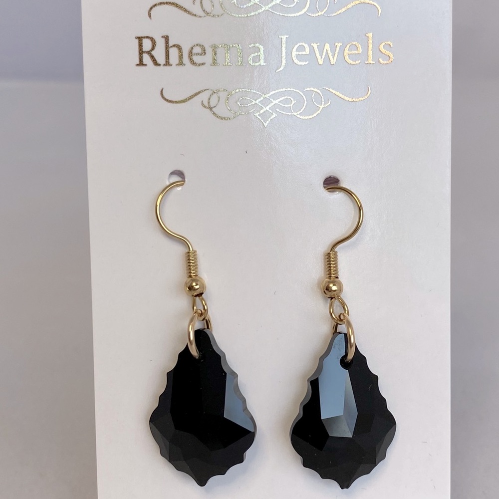 Rhema Jewels Swarovski Jet Earring